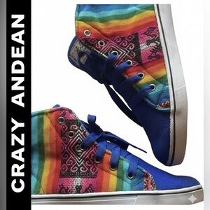 CRAZY ANDEAN Peru High Top Sneakers Colorful Boho Textile Size 8 NWOT